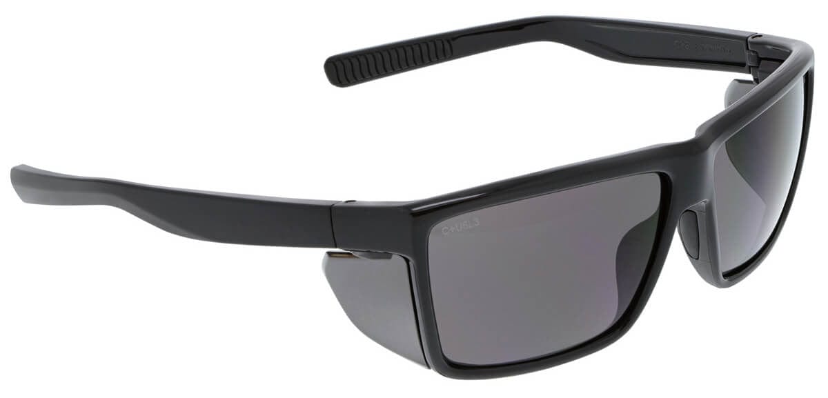 MCR Safety Swagger SR2 Safety Glasses with Black Frame and Gray Lens SR212 - Side View