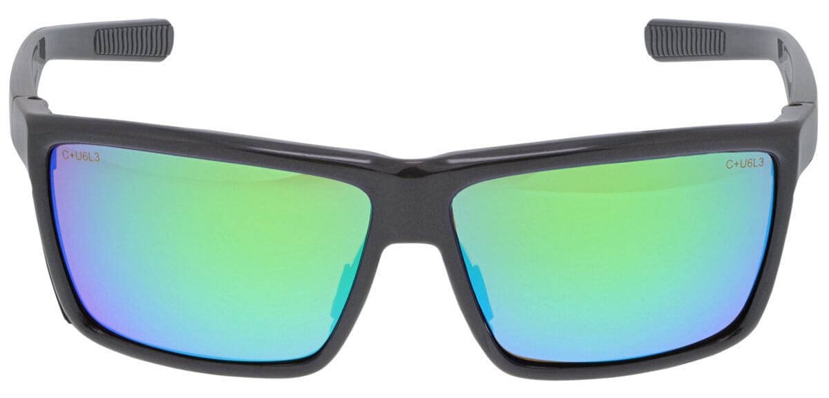 MCR Safety Swagger SR2 Safety Glasses with Charcoal Frame and Green Mirror Polarized Lens SR22BGZ - Front View
