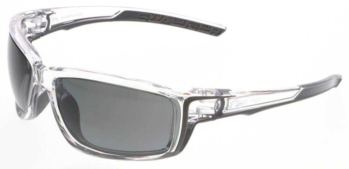 Crews Swagger SR4 Safety Glasses with Clear Frame and Polarized Black Mirror MAX36 Anti-Fog Lens