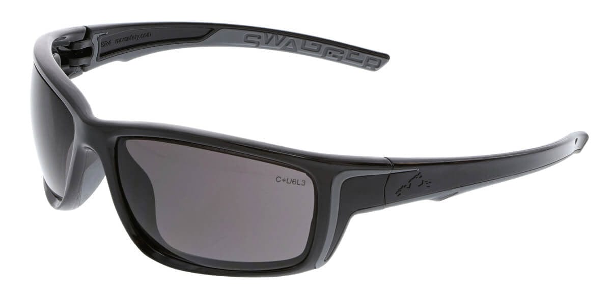 Crews Swagger SR4 Safety Glasses with Black Frame and Gray Lens
