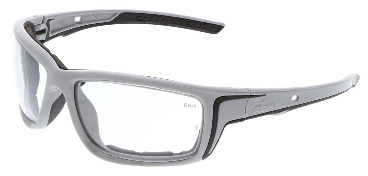 Crews Swagger SR5 Foam-Lined Safety Glasses with Gray Frame and Clear MAX6 Anti-Fog Lens