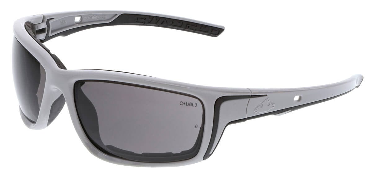 Crews Swagger SR5 Foam-Lined Safety Glasses with Gray Frame and Gray MAX6 Anti-Fog Lens