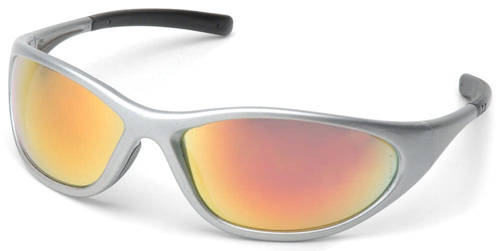Pyramex Zone 2 Safety Glasses with Silver Frame and Ice Orange Mirror Lens