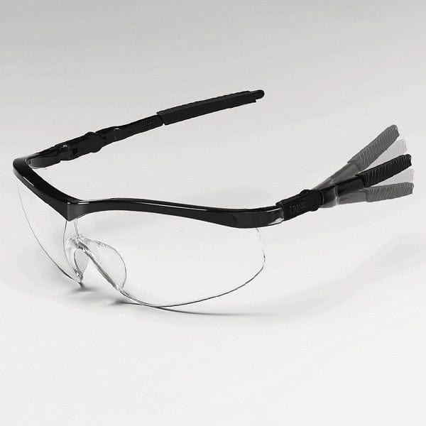Crews Storm Safety Glasses with Black Frame and Clear Lens Ratchet Temples