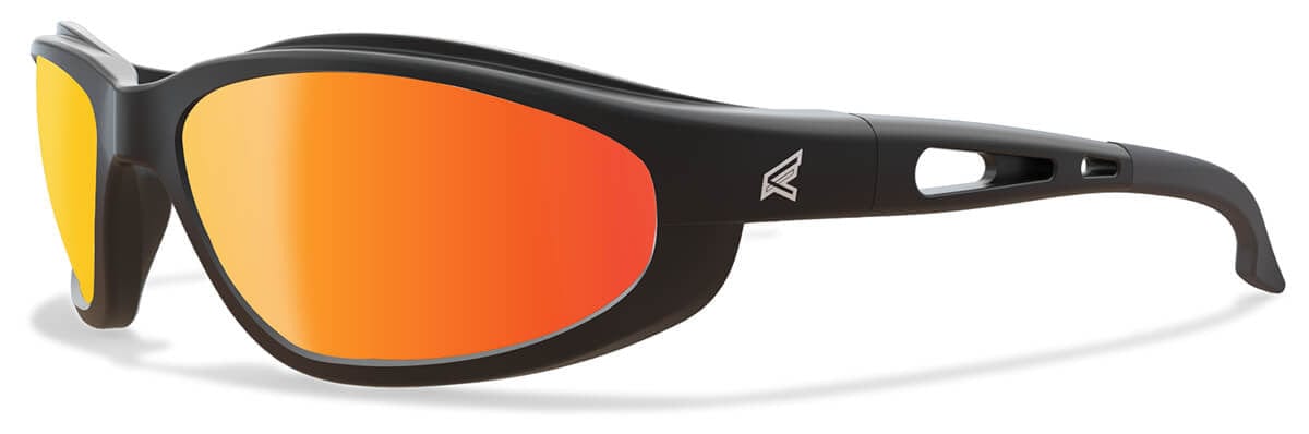 Edge Dakura Safety Glasses with Black Frame and Aqua Precision Red Mirror Lens SWAP119