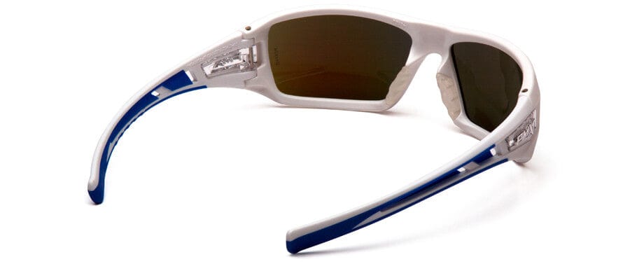 Pyramex Velar Safety Glasses with White/Blue Frame and Ice Blue Mirror Lens - Back