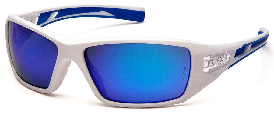 Pyramex Velar Safety Glasses with White/Blue Frame and Ice Blue Mirror Lens SWBL10465D