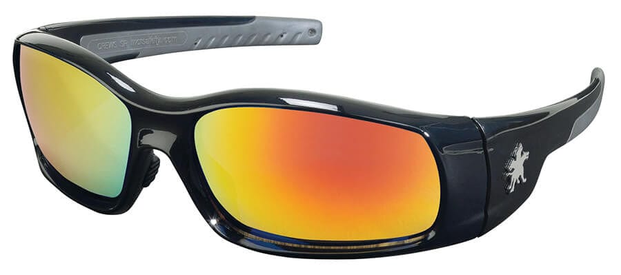 Crews Swagger Safety Glasses with Black Frame and Fire Mirror Lens