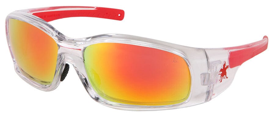 Crews Swagger Safety Glasses with Clear Frame and Fire Mirror Lens