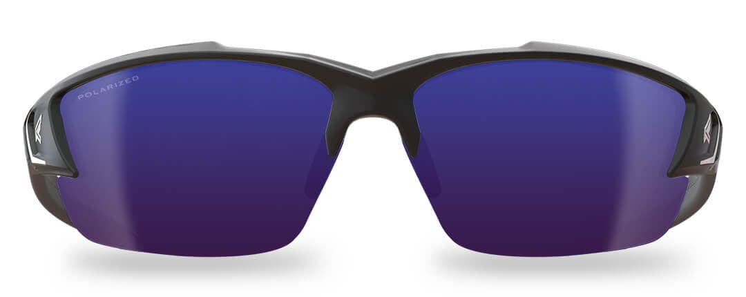 Edge Khor G2 Safety Glasses with Black Frame and Polarized Aqua Precision Blue Mirror Lens TSDKAP218-G2 - Front View