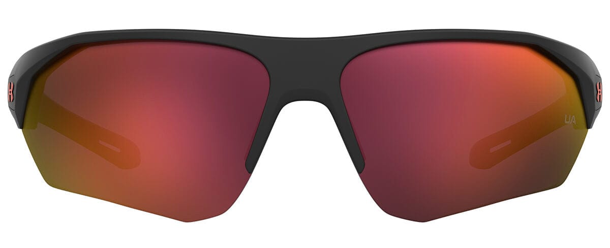 Under Armour Playmaker Sunglasses with Matte Black Frame and Orange Multilayer Lens UA0001GS-RC2-7F - Front View