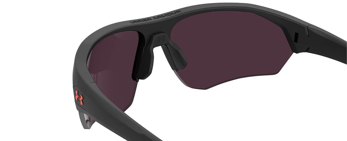 Under Armour Playmaker Sunglasses with Matte Black Frame and Orange Multilayer Lens UA0001GS-RC2-7F - Side View