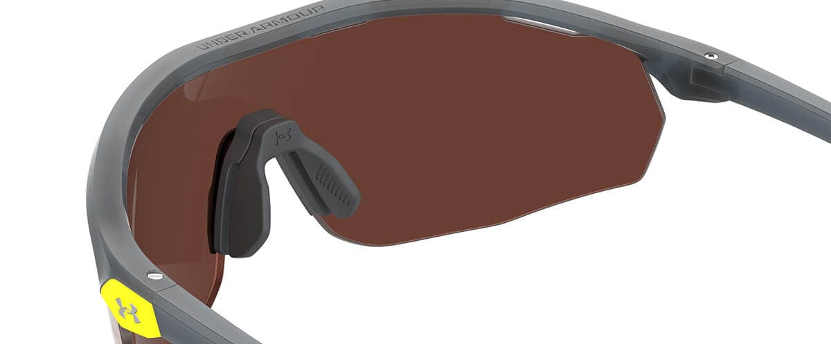 Under Armour Gametime Sunglasses with Opal Grey Frame and Brown Polarized Lens UA0003GS-0UV-6A - Side View
