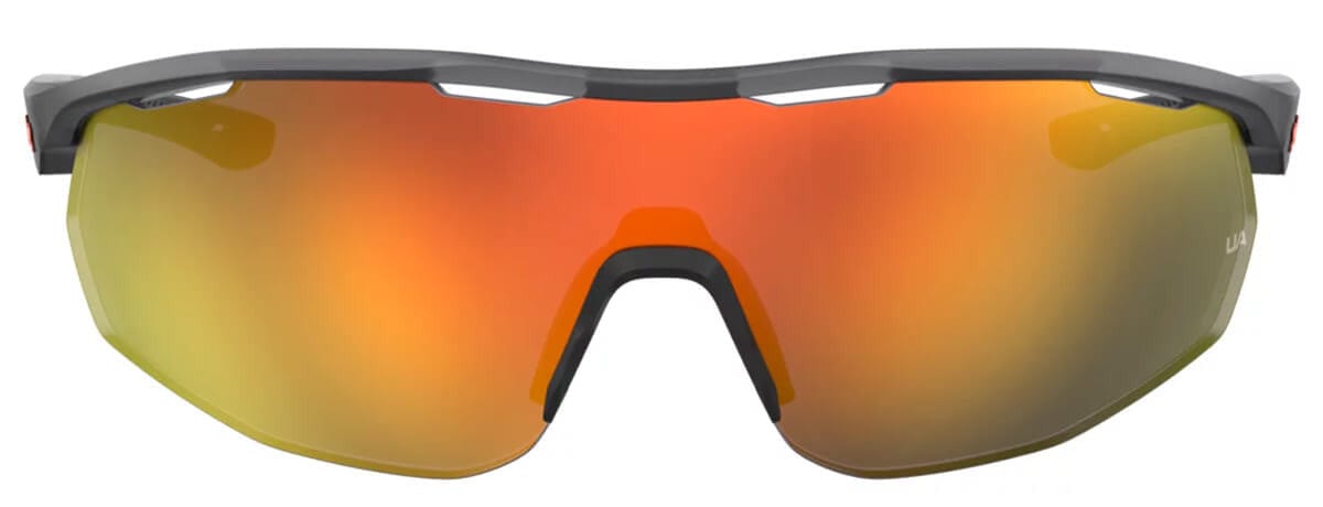 Under Armour Gametime Sunglasses with Transparent Grey Frame and Baseball Orange Lens UA0003GS-KB7-50 - Front View