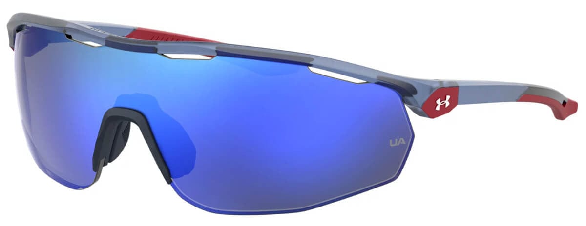 Under Armour Gametime Sunglasses with Transparent Blue Frame and Blue Mirror Lens UA0003GS-PJP-W1
