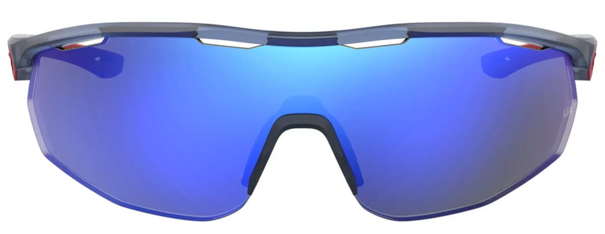 Under Armour Gametime Sunglasses with Transparent Blue Frame and Blue Mirror Lens UA0003GS-PJP-W1 - Front View