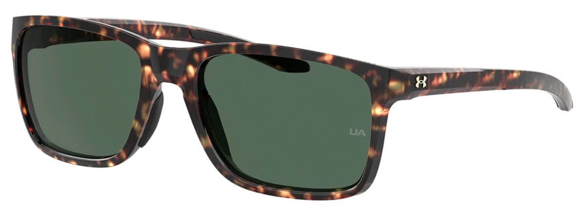 Under Armour Hustle Sunglasses with Brown Havana Frame and Green Lens UA0005S-086-QT