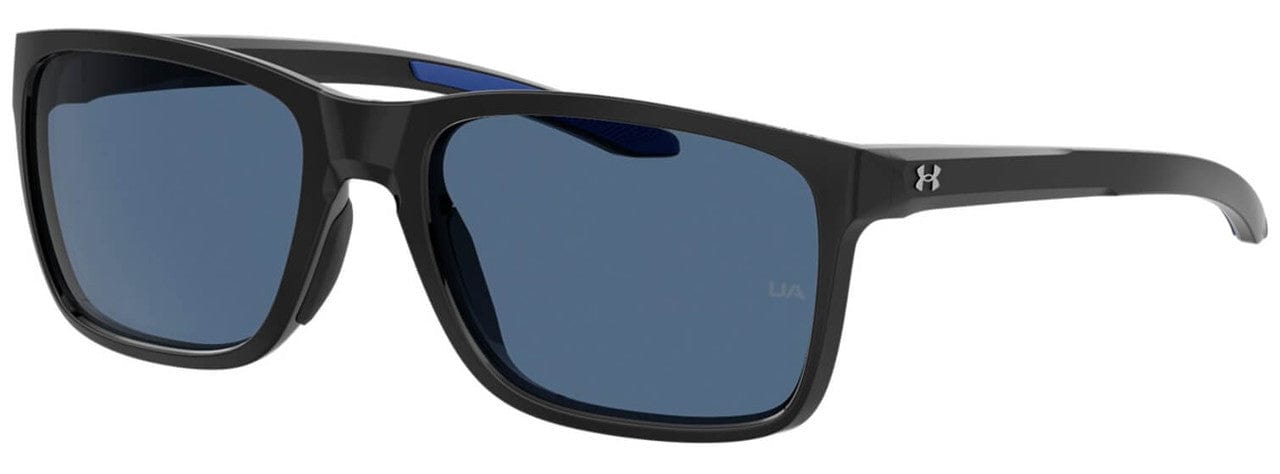 Under Armour Hustle Sunglasses with Black Frame and Blue Flash Lens UA0005S-807-KU