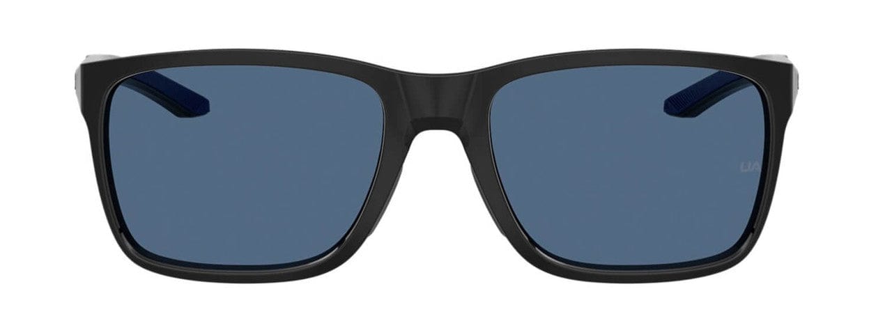 Under Armour Hustle Sunglasses with Black Frame and Blue Flash Lens UA0005S-807-KU - Front View