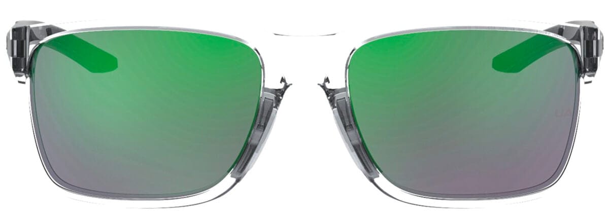 Under Armour Hustle Sunglasses with Crystal Frame and Green Mirror Lens UA0005S-MNG-Z9 - Front View