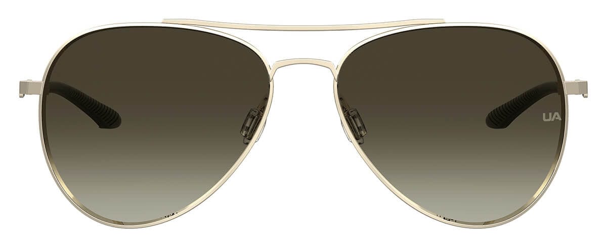 Under Armour Instinct Sunglasses with Light Gold 57mm Frame and Brown Lens UA0007GS-3YG-HA - Front View