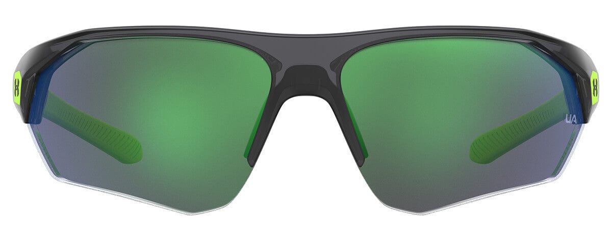 Under Armour Playmaker Jr Sunglasses with Transparent Grey Frame and Green Lens UA7000S-3U5-V8 - Front View