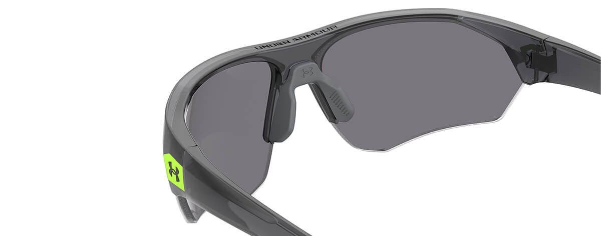 Under Armour Playmaker Jr Sunglasses with Transparent Grey Frame and Green Lens UA7000S-3U5-V8 - Side View