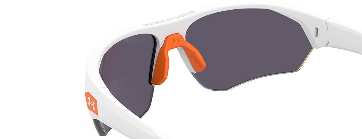 Under Armour Playmaker Jr Sunglasses with White Frame and Baseball Orange Lens UA7000S-IXN-50 - Side View