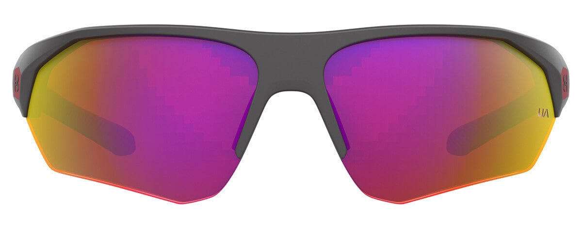 Under Armour Playmaker Jr Sunglasses with Jet Grey Frame and Grey Infrared Lens UA7000S-KB7-B3 - Front View