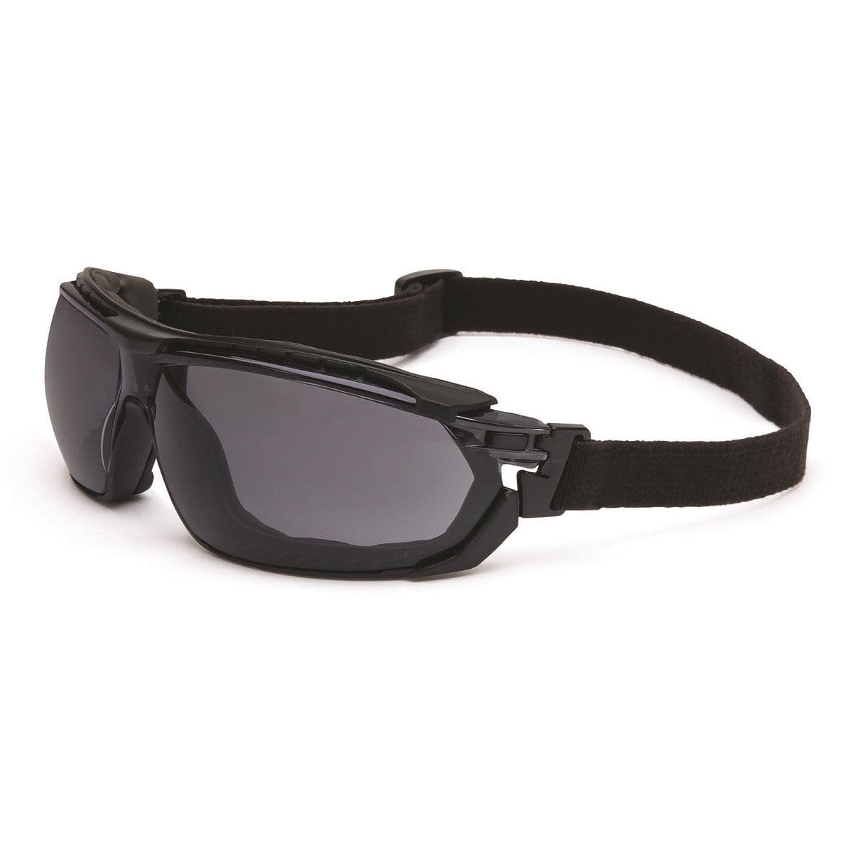 Uvex Tirade Safety Glasses Gray Anti-Fog Lens with Goggle Strap Installed