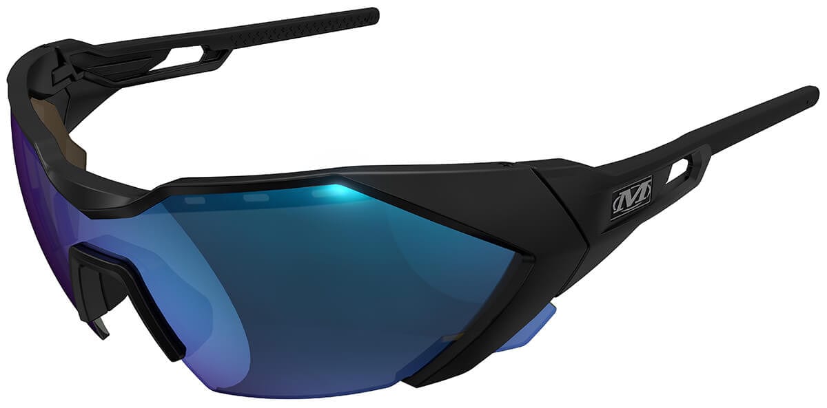 Mechanix Wear Type-E Safety Glasses with Grey Frame and Blue Diamond Mirror Anti-Fog Lens VES-22AE-BU