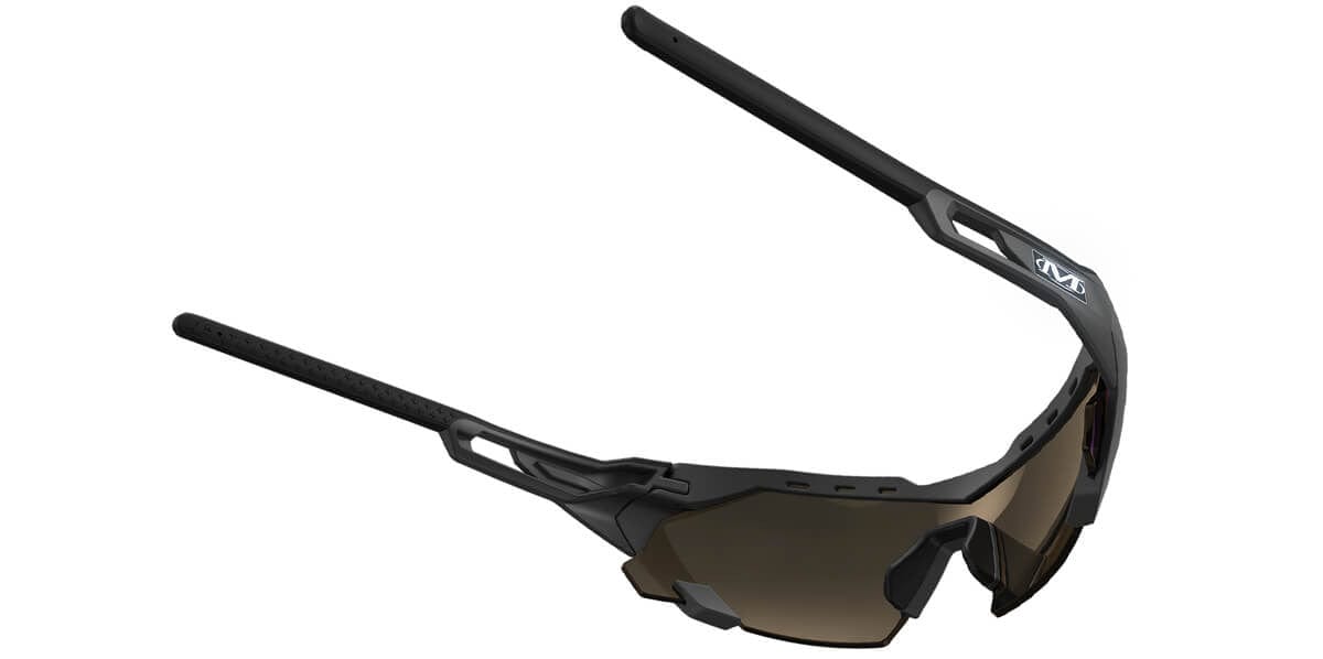 Mechanix Wear Type-E Safety Glasses with Black Frame and Blue Diamond Mirror Anti-Fog Lens VES-22AK-BU - Back View