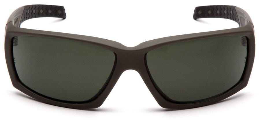 Venture Gear Overwatch Tactical Safety Sunglasses with OD Green Frame and Smoke Green Anti-Fog Lens - Front