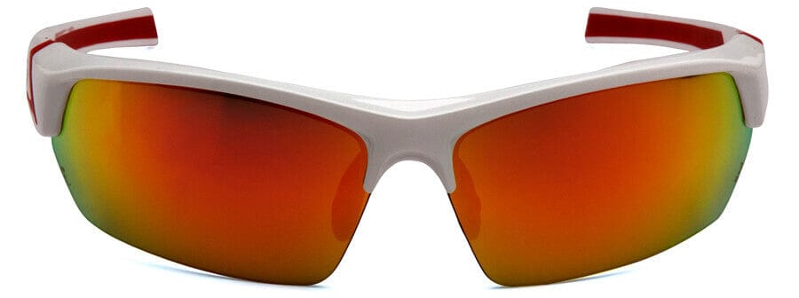 Venture Gear Tensaw Safety Sunglasses with White and Red Frame and Sky Red Mirror Anti-Fog Lens VGSWR355T - Front View