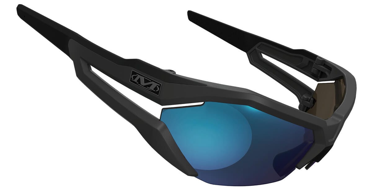 Mechanix Wear Type-V Safety Glasses with Grey Frame and Blue Diamond Mirror Anti-Fog Lens VVS-22AH-BU - Right View