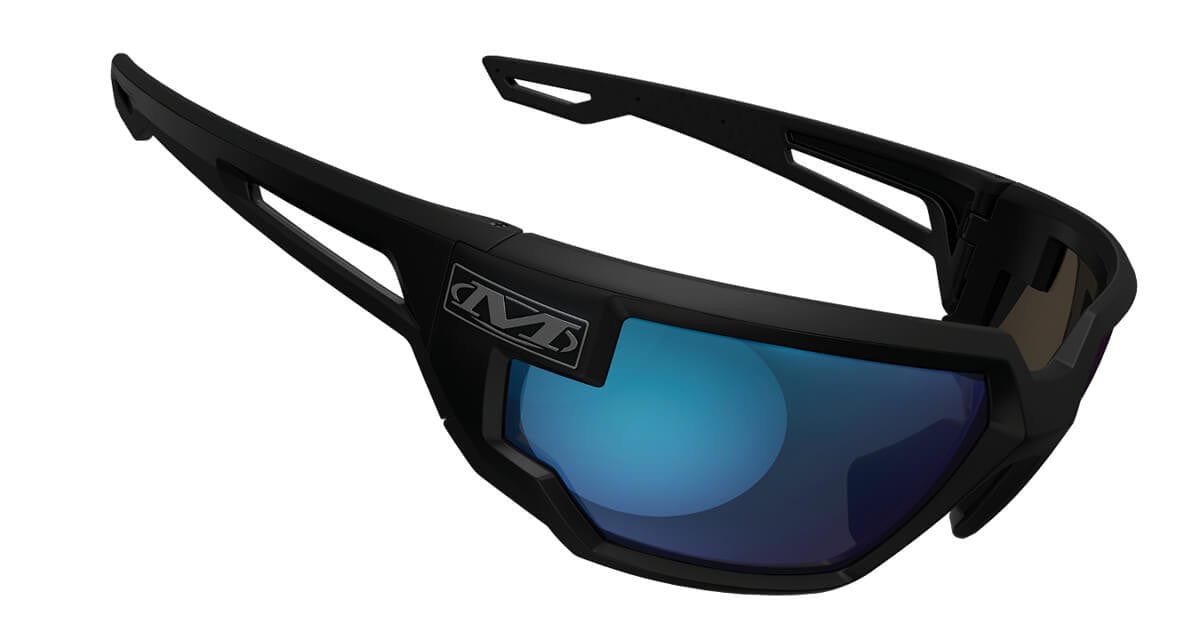 Mechanix Wear Type-X Safety Glasses with Black Frame and Blue Diamond Mirror Anti-Fog Lens VXS-22AE-BU - Right View