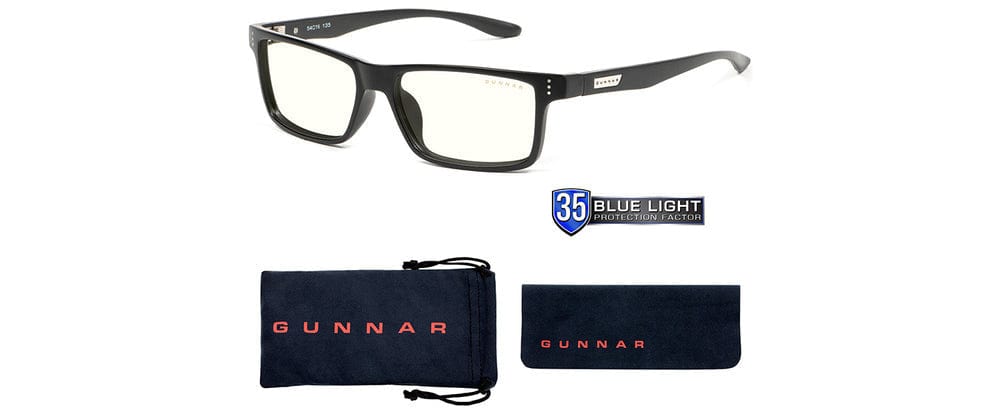 Gunnar Vertex Computer Reading Glasses with Onyx Frame and Clear Lens with Microfiber Pouch