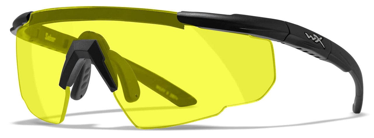 Wiley X Saber Advanced Ballistic Safety Glasses with Matte Black Frame and Pale Yellow Lenses 300