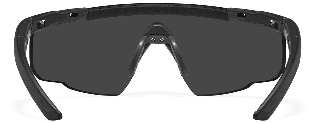 Wiley X Saber Advanced Ballistic Safety Glasses Kit with Two Matte Black Frames and Smoke Grey and Clear Lenses WX-307 - Back View