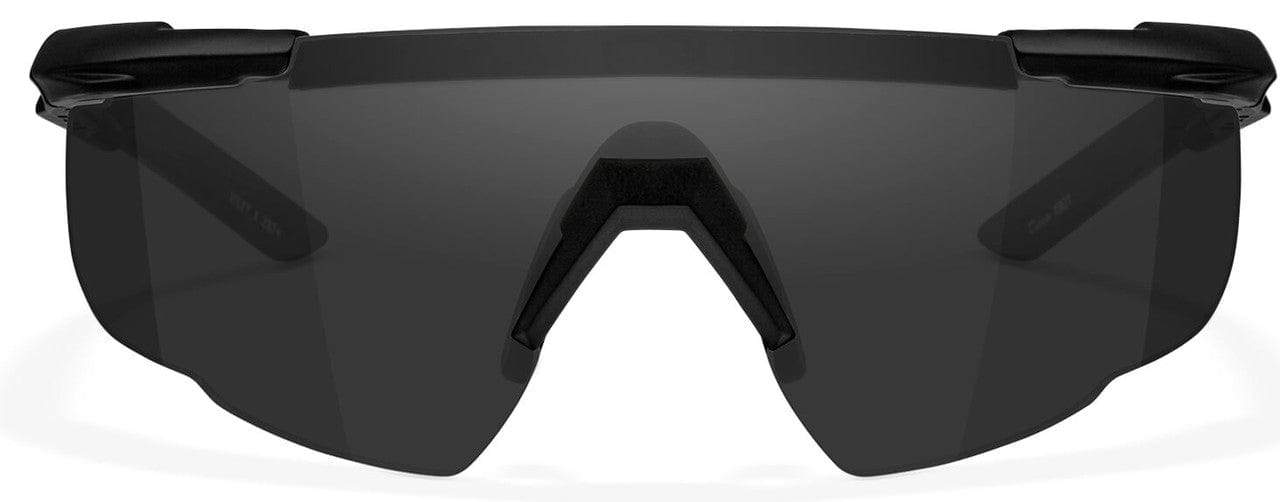Wiley X Saber Advanced Ballistic Safety Glasses Kit with Two Matte Black Frames and Smoke Grey and Clear Lenses WX-307 - Front View