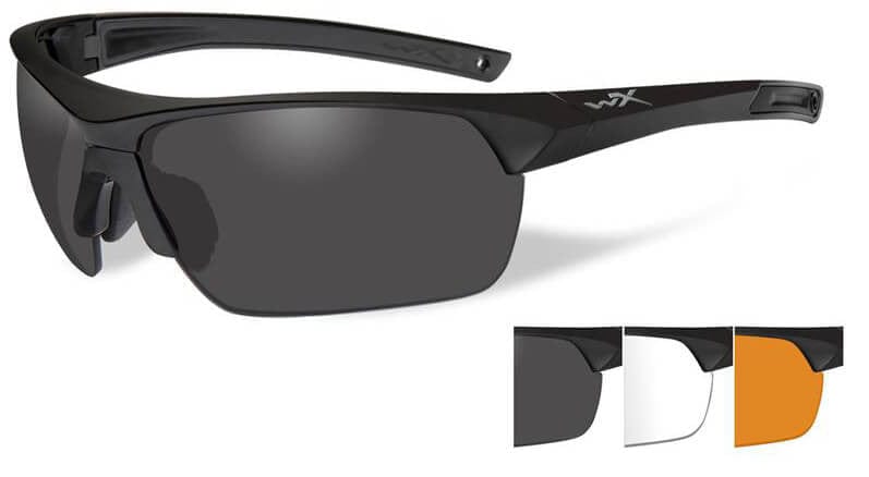Wiley X Guard Advanced Ballistic Safety Glasses Kit with Matte Black Frame and Smoke Grey, Clear and Light Rust Lenses