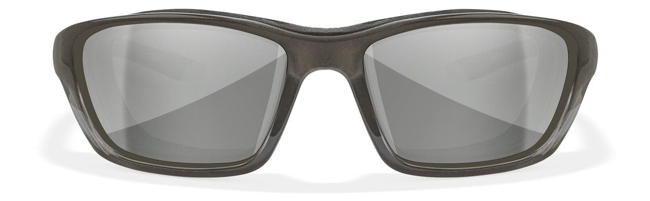 Wiley X Brick Safety Sunglasses with Crystal Metallic Frame and Silver Flash Lens WX-855 - Front View