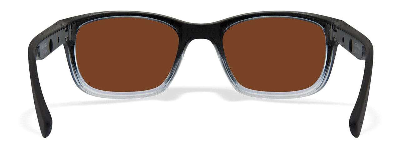 Wiley X Helix Safety Sunglasses with Black Crystal Fade Frame and Captivate Polarized Bronze Mirror Lens AC6HLX04 - Back View