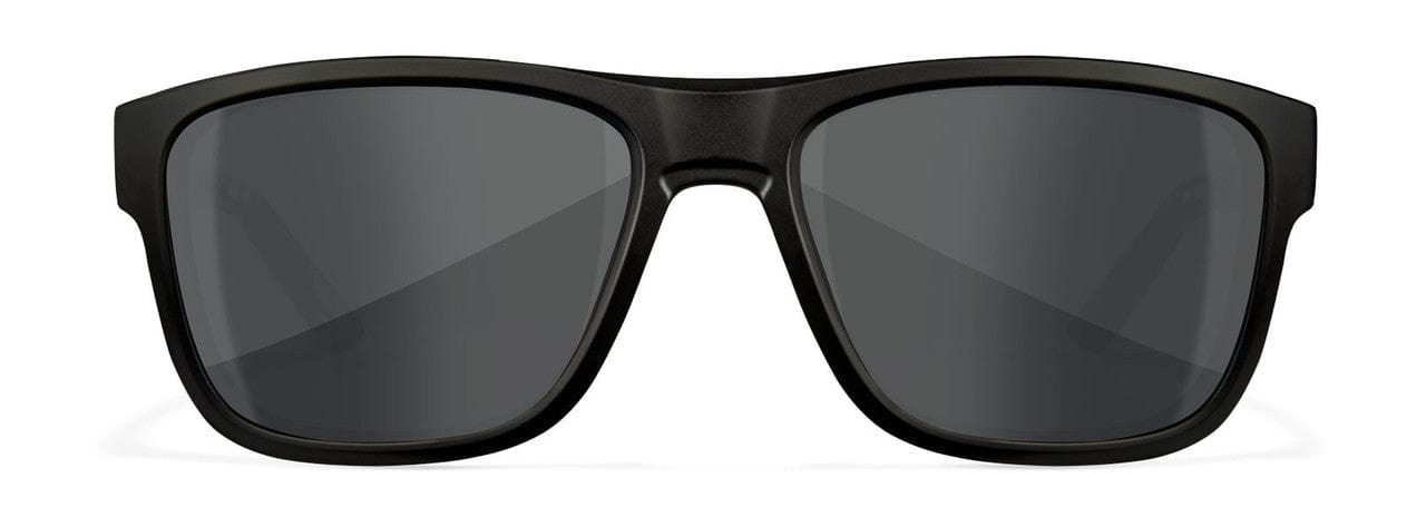 Wiley X Ovation Safety Sunglasses with Matte Black Frame and Smoke Grey Lens AC6OVN01 - Front View