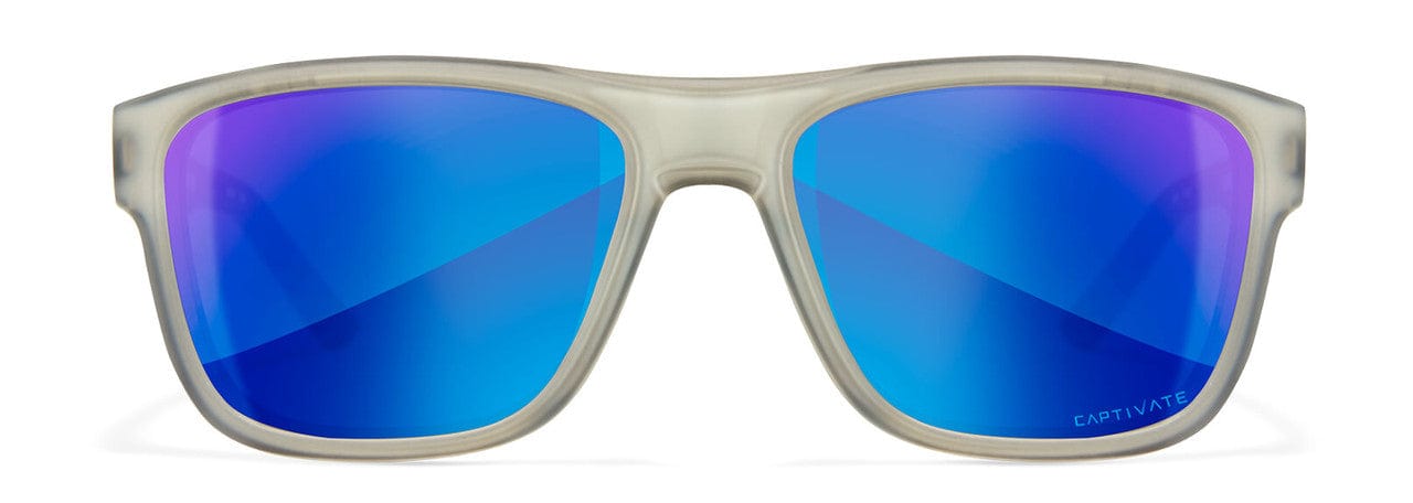 Wiley X Ovation Safety Sunglasses with Matte Slate Frame and Captivate Polarized Blue Mirror Lens WX-AC6OVN09 - Front View