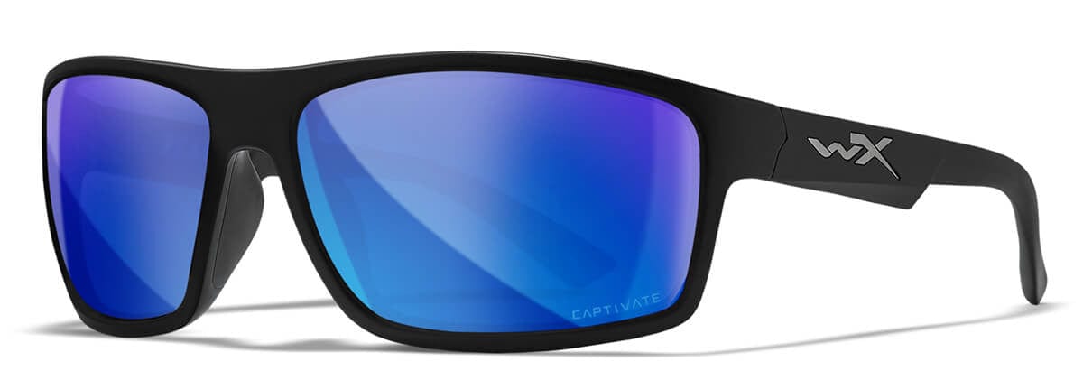 Wiley X Peak Safety Sunglasses with Matte Black Frame and Captivate Blue Mirror Polarized Lens WX-ACPEA19