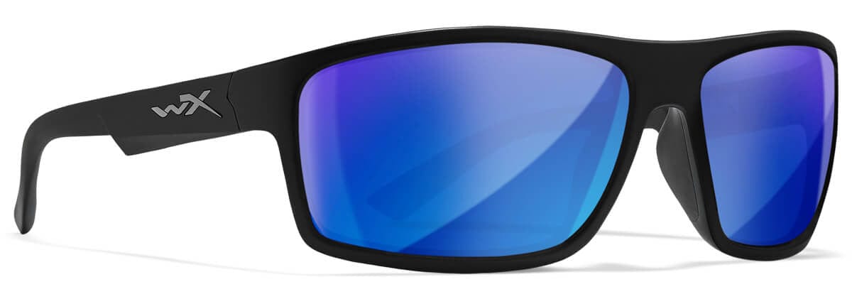Wiley X Peak Safety Sunglasses with Matte Black Frame and Captivate Blue Mirror Polarized Lens WX-ACPEA19 - Right View