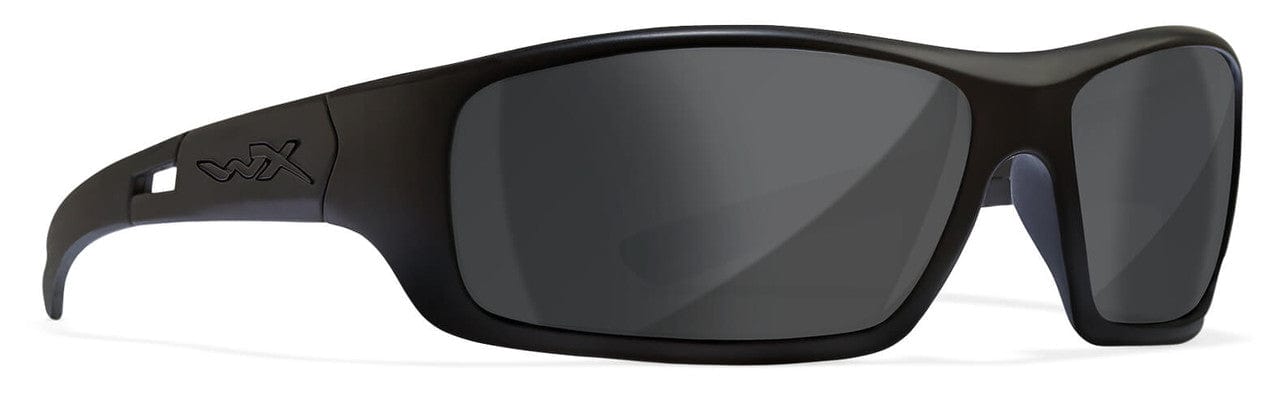 Wiley X Slay Black Ops Safety Sunglasses with Matte Black Frame and Smoke Grey Lens ACSLA01 - Right Side