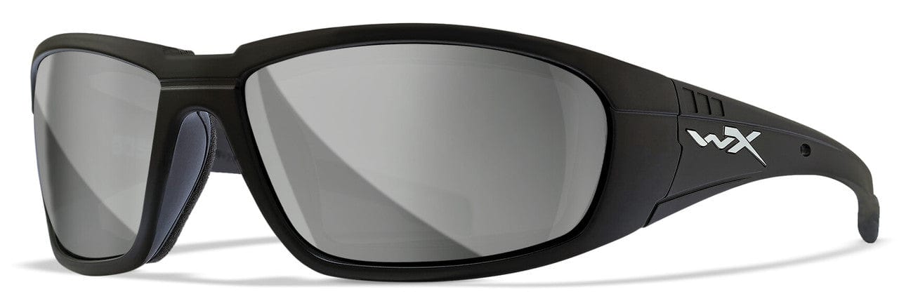 Wiley X Boss Safety Sunglasses with Matte Black Frame and Silver Flash Lens CCBOS06
