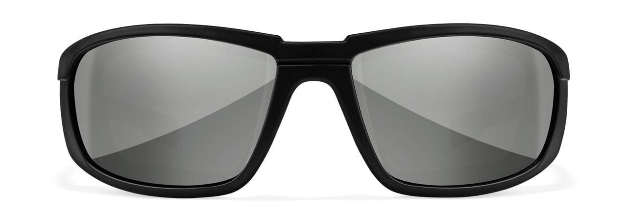 Wiley X Boss Safety Sunglasses with Matte Black Frame and Silver Flash Lens CCBOS06 - Front View